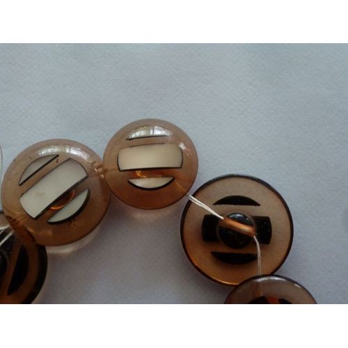 Bouton À Queue Marron Clair Blanc Nacré Lot De 15