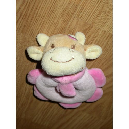 Doudou Peluche Hochet Bengy Amtoys Vache Cow Kuh Rose Fille 