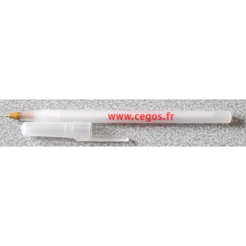 Stylo À Bille Publicitaire Cegos - Corps Plastique Blanc Transparent Et Capuchon Incolore 