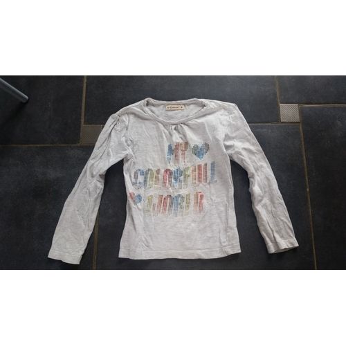 T-Shirt In Extenso 6 Ans Gris Et Couleur Manches Longues