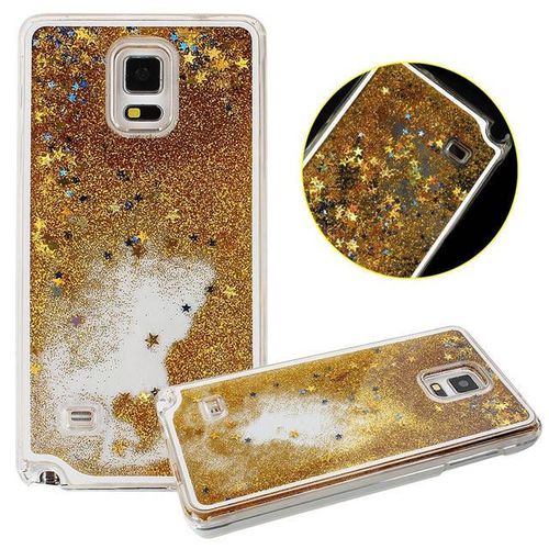 Coque Or Gold Samsung Galaxy Note 4 Liquide Pailettes Etoiles Bling Diamant Stars