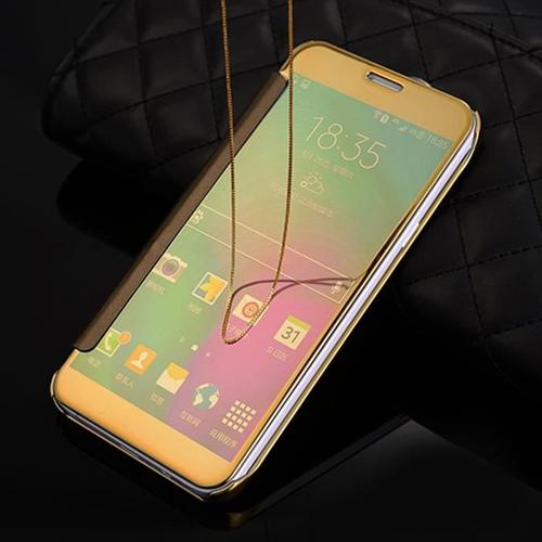 Gangxun® Housse Etui Coque Clear View Cover (Effet Miroir) Pour Samsung Galaxy S6 Edge Plus- Or