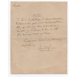 Carte Lettre Autographe De Edmond Laurens Compositeur