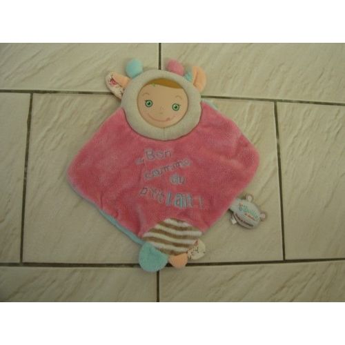 Doudou Plat Rose Vache Les Bouilles Bon Comme Du P'tit Lait Doudou Et Compagnie