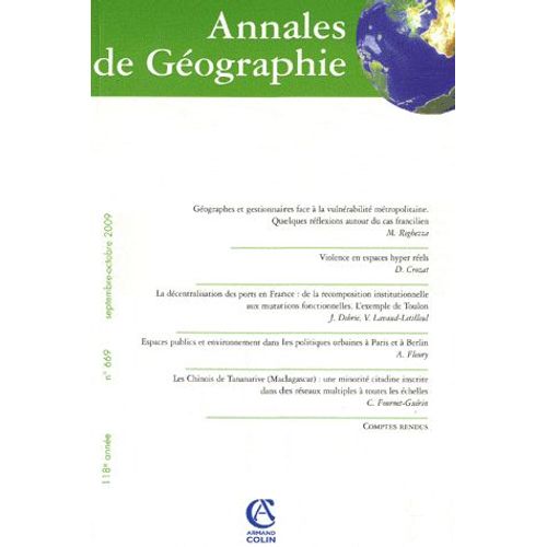 Annales De Géographie N° 669, Septembre-Oc