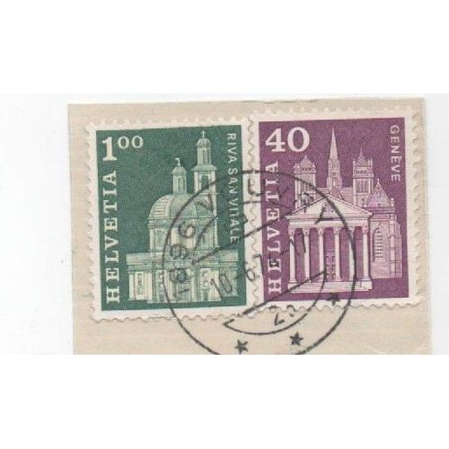 Timbre Timbres Suisse Helvetia Geneve Riva San Vitale Les Deux 