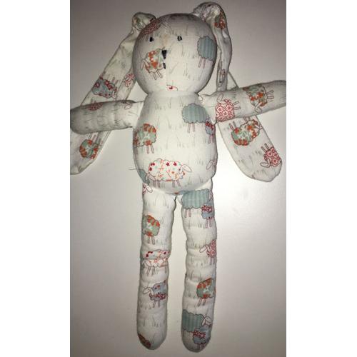 Lapin 28 Cm Ou 47 Cm Tissu Imprimé Mouton Petit Bateau