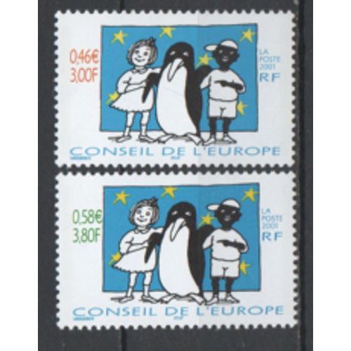 France 2001: Série De 2 Timbres De Service Pour Le Conseil De L'europe N° 122 Et 123.