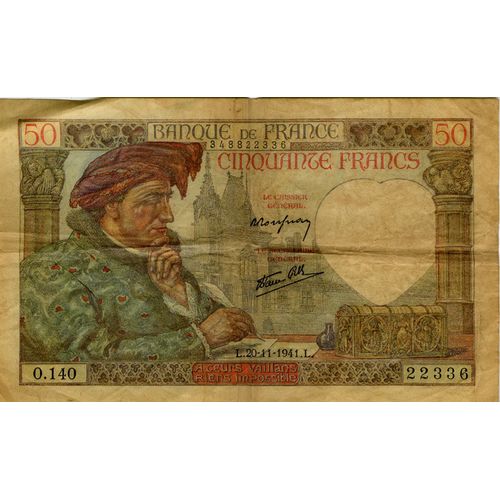   France, 50 Francs, 50 F 1940-1942 Jacques Coeur, 1941, 1941-11-20, 