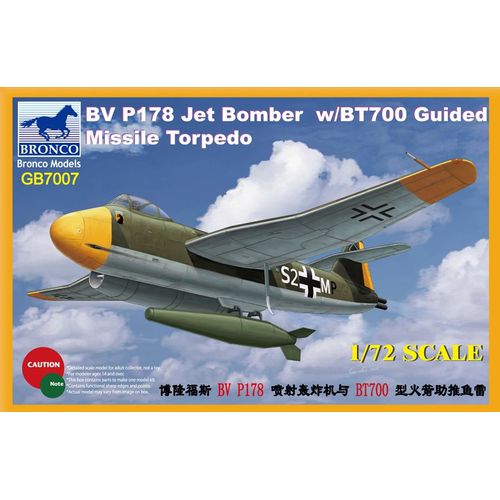 Bronco Models 1/72 Blohm & Voss Bv P178 Jet Bomber W/Bt700 Guided Missile Torpedo. Gb7007-Bronco Models