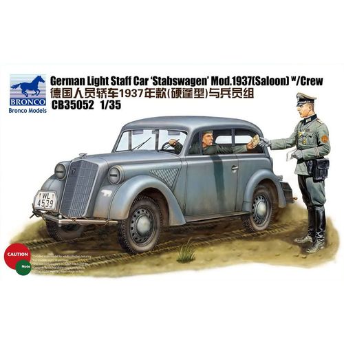Bronco Models 1/35 German Light Staff Car Stabswagen Mod.1937 (Saloon) W/Crew (2 Figures) Cb35052-Bronco Models