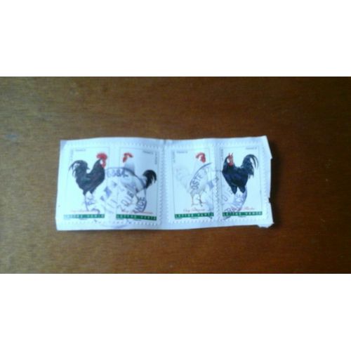 Lot De 4 Timbres Coq Galeron