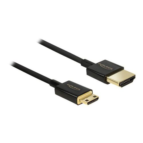 Delock Slim Premium - Câble HDMI avec Ethernet - 19 pin mini HDMI Type C mâle pour HDMI mâle - 2 m - triple blindage - noir