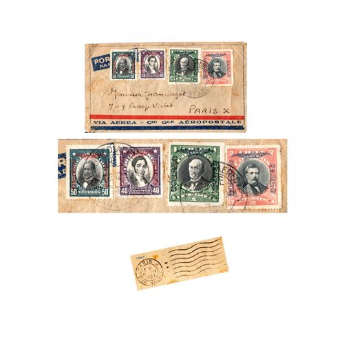 Enveloppe Via Aera Chili Oblitérée De 4 Timbres Gouvernants Chiliens