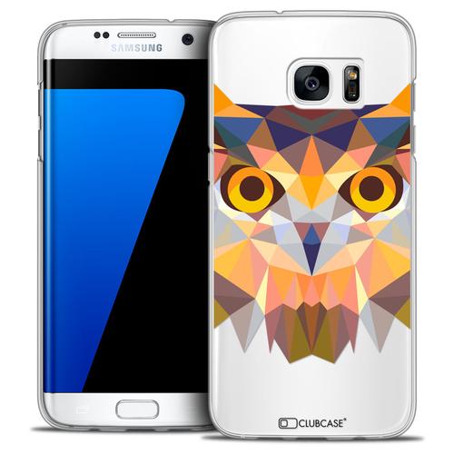 Caseink - Coque Housse Etui Galaxy S7 Edge [Crystal Hd Polygon Series Animal - Rigide - Ultra Fin - Imprimé En France] - Hibou