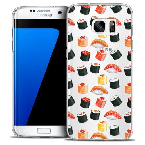 Caseink - Coque Housse Etui Pour Samsung Galaxy S7 Edge [Crystal Hd Collection Foodie Design Sushi - Rigide - Ultra Fin - Imprimé En France]