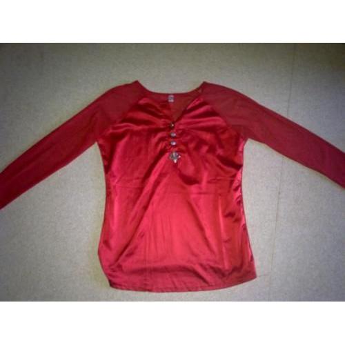 T-Shirt Rouge Satin Et Voile T 38/40