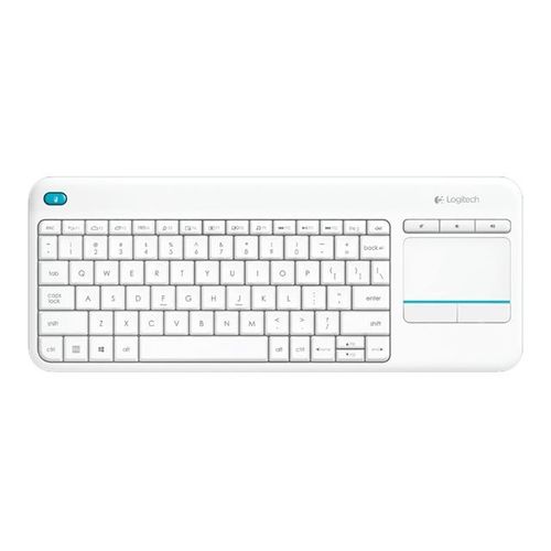 Logitech K400 Plus - Clavier - avec pavé tactile - sans fil - 2.4 GHz - Turc - blanc