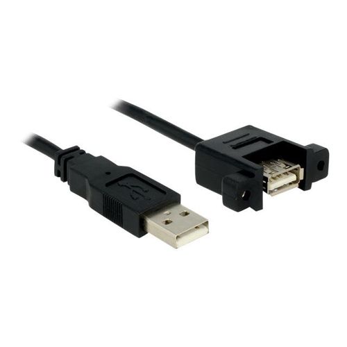 Delock - Rallonge de câble USB - USB (F) pour USB (M) - USB 2.0 - 1 m - vis moletées - noir