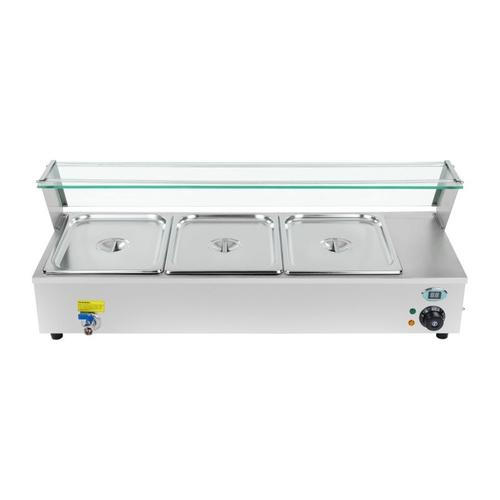 Vitrine Bain-Marie Électrique Professionnel 3 X Gn 1/2 1 300 Watts 3614108