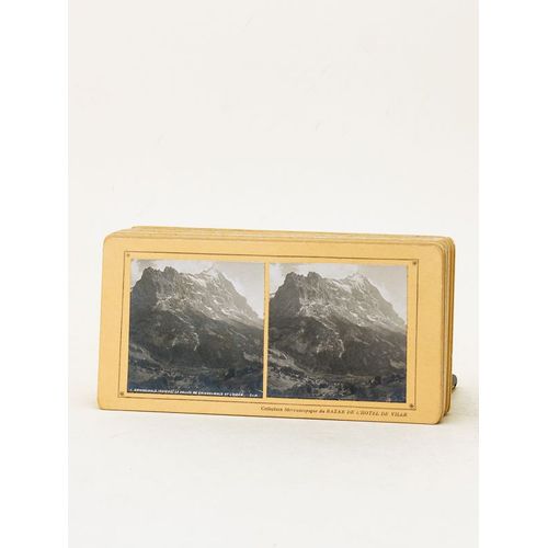 Lot De 24 Vues Photographiques Stéréoscopiques De Suisse : Interlaken, Grindelwald Und Bern [ Collection Stéréoscopique Du Bazar De L'hôtel De Ville