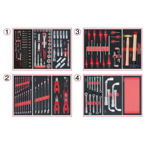 Composition d'outils 4 tiroirs pour servante, 173 pièces KS TOOLS 714.0173