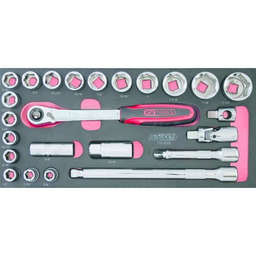 Module de douilles et accessoires ULTIMATE® 1/2" en pouces, 24 pièces KS TOOLS 713.1025