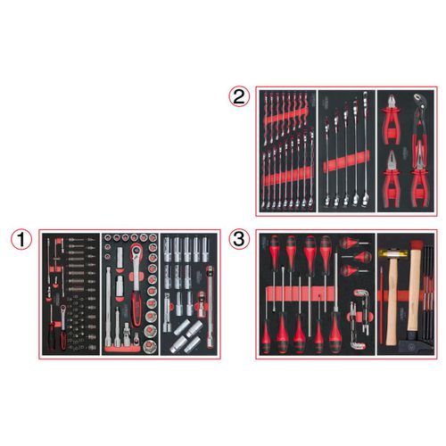 Composition d'outils 3 tiroirs pour servante, 158 pièces KS TOOLS 714.0158