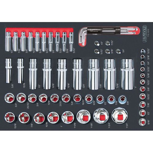 Module de douilles en pouces 1/4" - 1/2", 62 pièces KS TOOLS 712.1010