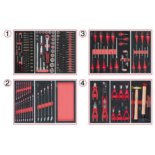 Composition d'outils 4 tiroirs pour servante, 241 pièces KS TOOLS 714.0241