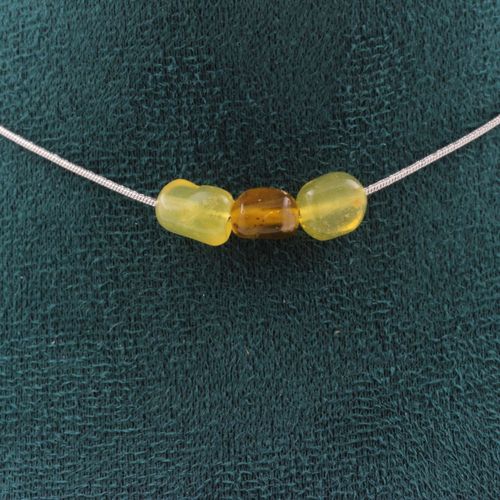 Collier 3 Perles Opale Jaune D'australie. Chaine En Acier Inoxydable Collier Femmes, Hommes. Taille Personnalisable.