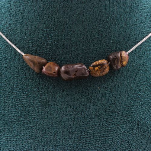 Collier 5 Perles Opale Boulder D'australie. Chaine En Acier Inoxydable Collier Femmes, Hommes. Taille Personnalisable.