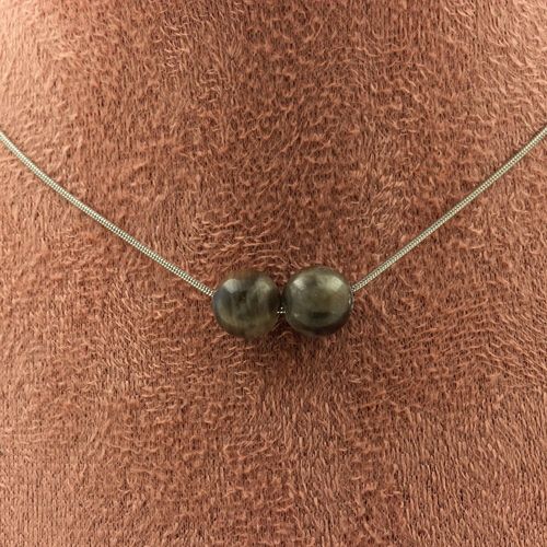 Collier 2 Perles Saphir De Mogok, Birmanie, Myanmar. Qualité 2a 8 Mm Collier Femmes, Hommes. Taille Personnalisable.