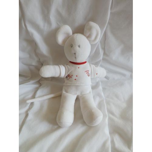 Doudou Souris Blanc Rouge Petit Bateau