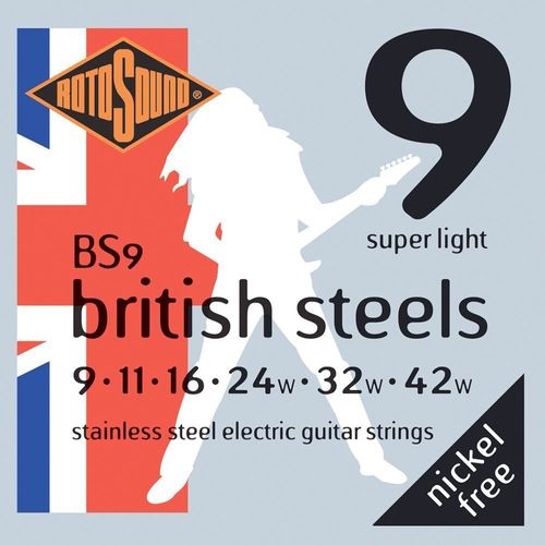 Rotosound Bs9 British Steels 9-42 Cordes Acier Inoxydable Pour Guitare Électrique