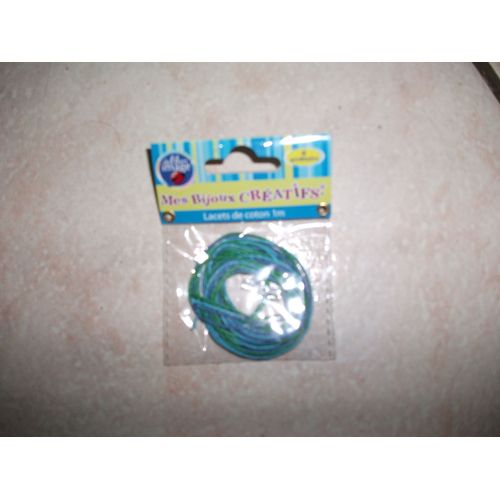 Lacet De Coton 1 M Bleu Et Vert