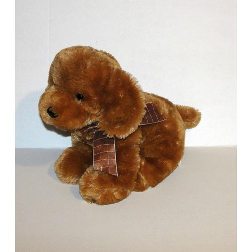 chien marron noeud papillon gd peluche doudou chien tres doux 32 cm