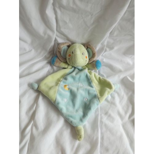 Doudou Éléphant Bleu Vert Nicotoy