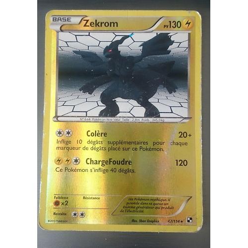 Nintendo - Carte Pokémon ZEKROM FULL ART HOLO REVERSE 114/114 NOIR