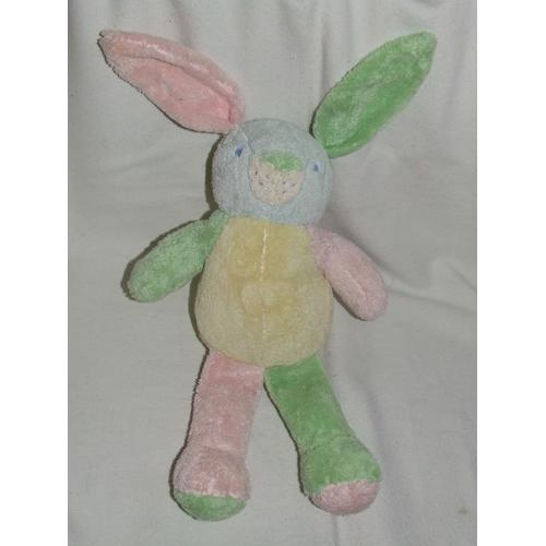 Lapin Maxita Tons Pastel Jaune Vert Rose Bleu Peluche Grand Modèle 42 Cm 