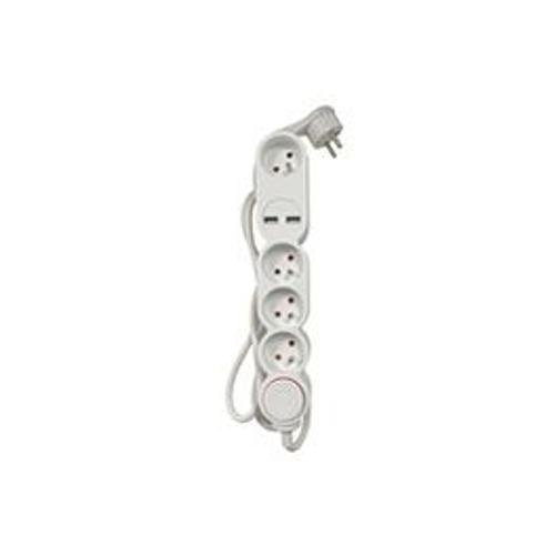 Prises, multiprises et accessoires électriques Accsup MULTIPRISE 4 PLOTS + 2 PORTS USB 1,5M BLANCHE