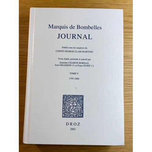 Journal Du Marquis De Bombelles - Tome 5