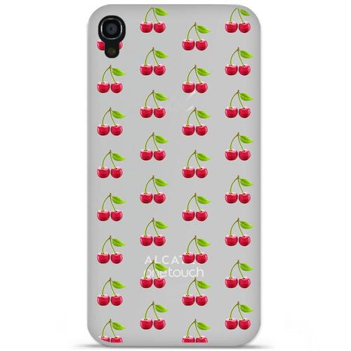 Etui Coque Housse Design Alcatel One Touch Idol 3 5.5''en Silicone Gel Protection Arrière - Cerises Gris