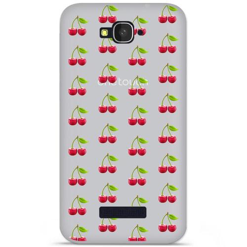 Etui Coque Housse Design Alcatel One Touch C7en Silicone Gel Protection Arrière - Cerises Gris