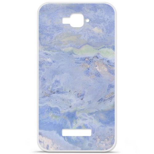 Etui Coque Housse Design Alcatel One Touch C7en Silicone Gel Protection Arrière - Marbre Bleu