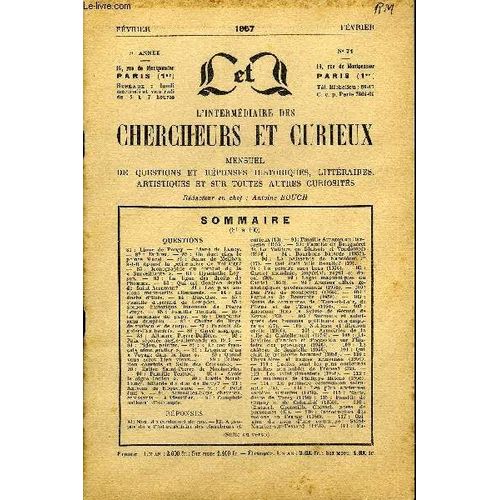 L'intermediaire Des Chercheurs Et Curieux N° 71 - Questions 81 : Liane De Pougy ¿ Liane De Lancy.¿82 : Dubusc. ¿ 83 : Un Duel Chez Le Prince Murât. ¿ 83 : Senac De Meilhan A-T-Il Épousé La ...