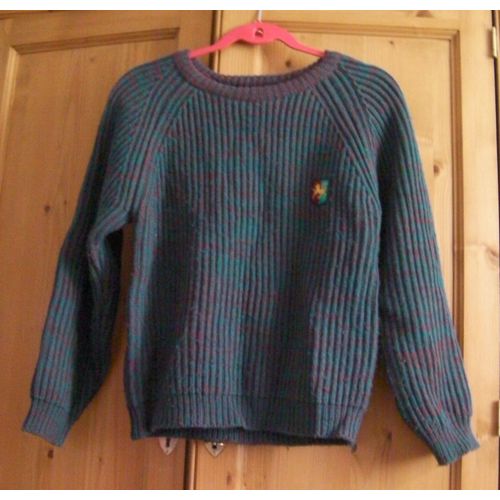 Pull Vert/Rouge - Taille 12/14 Ans