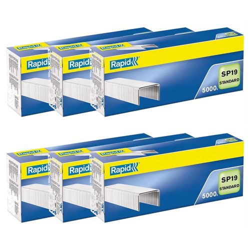 Rapid Lot De 6 Boîtes De 5000 Agrafes Standard Sp19/6 Mm Galva