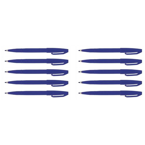 Pentel Lot De 10 Stylos Feutre Sign Pen S 520 Pointe Fibre Acrylique 2mm Bleu