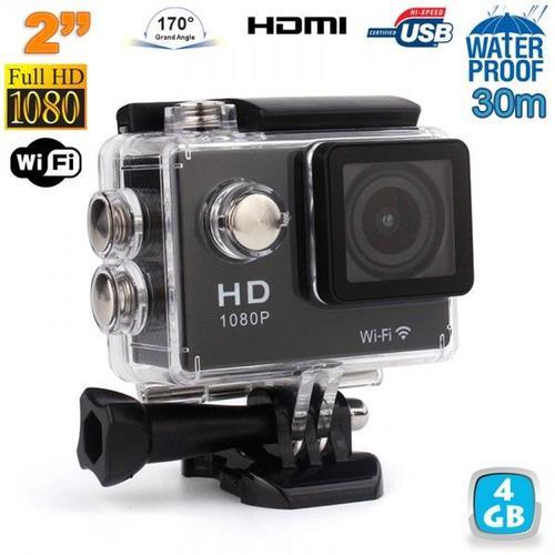 Caméra Sportive Étanche 30M 170° HD 1080P Wifi Time Lapse Multi Sport Noir 4 Go YONIS